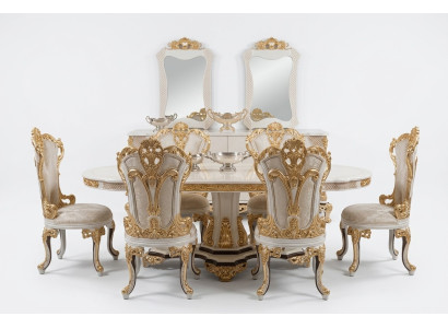 Luxus Couch Möbel Esstisch Barock Essgarnitur Gruppe Tisch + 6x Stuhl