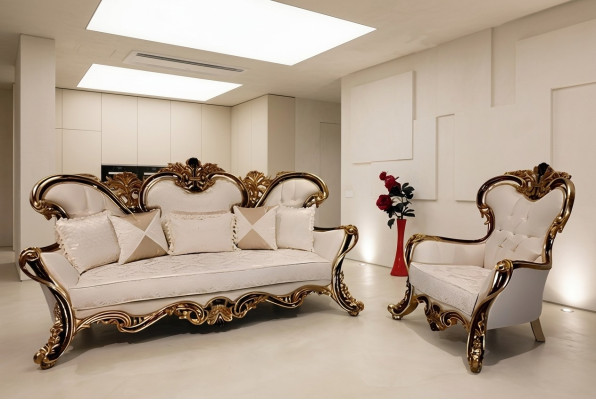 Sofagarnitur Klassisch Barock Rokoko 3+1 Sitzer Couchen Möbel Komplett