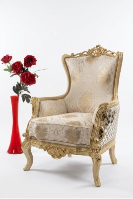 Klassischer Thron Sessel Stuhl Möbel Barock Lehnstuhl Chesterfield Samt