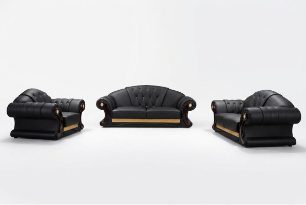 Ledersofa 3tlg. Set Garnitur Sofa Couchgruppe Garnituren Wohnzimmer