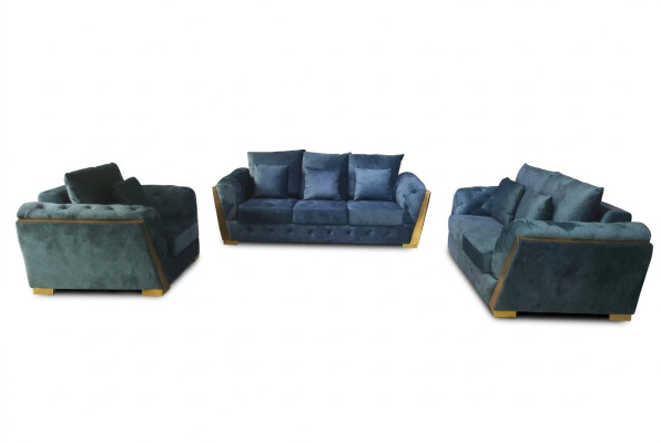 Sofagarnitur Chesterfield Couch Set 3+2+1 Möbel Stoff Sofa Couchen 3tlg.