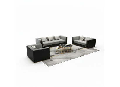 Sofagarnitur Graue Couch Textil Medusa Stoffsofa Couchen Sofa Möbel 3tlg
