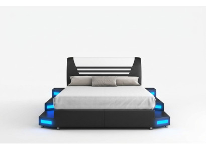 Luxus Led Beleuchtetes Schlafzimmer Bett Lederbett 180x200 Möbel Betten