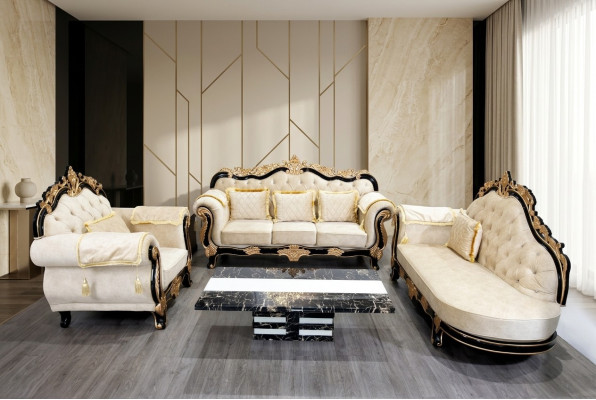 Klassische Chesterfield Couch Barock Stil Sofgarnitur Gruppe Couchen 3tlg.