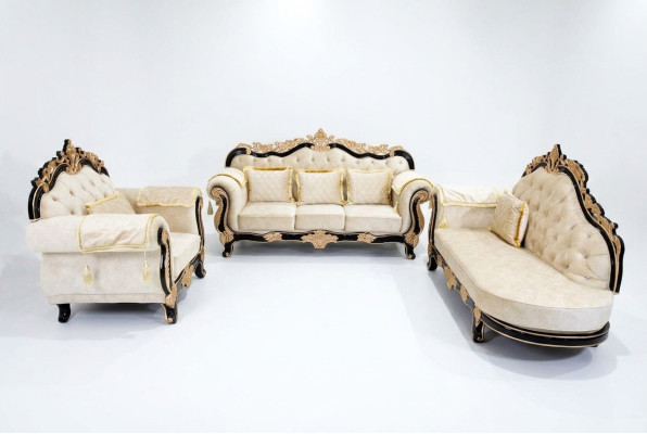 Klassische Chesterfield Couch Barock Stil Sofgarnitur Gruppe Couchen 3tlg.