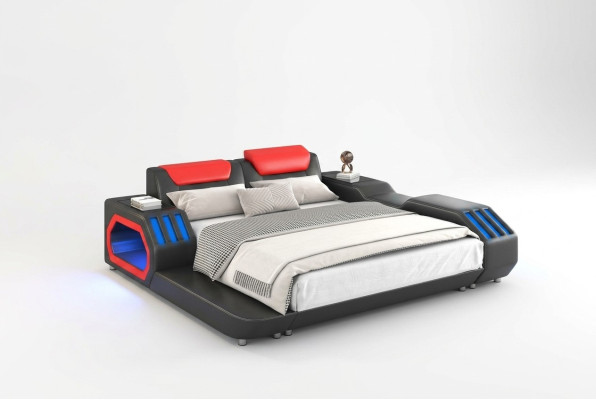 Luxus Led Betten Beleuchtetes Schlafzimmer Bett Lederbett 180x200 Möbel