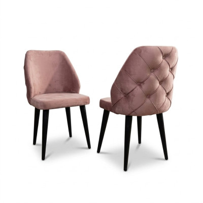 Hölzerne gepolsterte Stuhl beige zurück Chesterfield schwarzen Beinen  Esszimmer