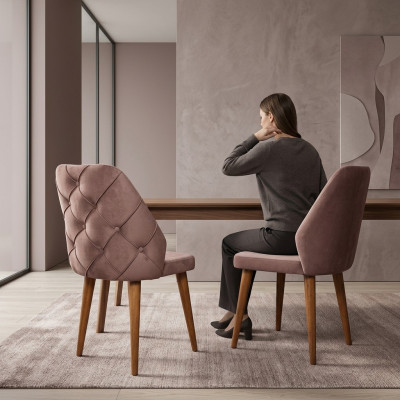Hölzerne gepolsterte Stuhl beige zurück Chesterfield auf Holzbeine für Esszimmer