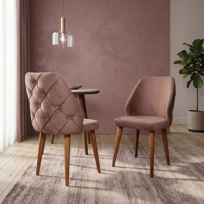Hölzerne gepolsterte Stuhl beige zurück Chesterfield auf Holzbeine für Esszimmer