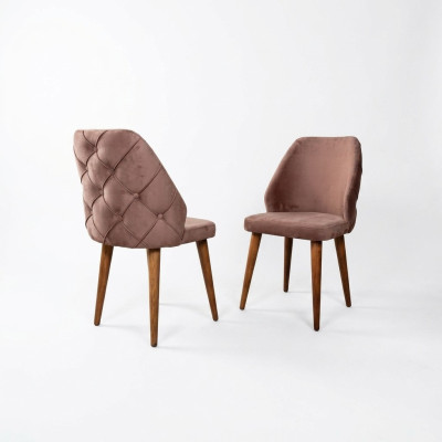 Hölzerne gepolsterte Stuhl beige zurück Chesterfield auf Holzbeine für Esszimmer