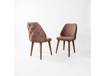 Hölzerne gepolsterte Stuhl beige zurück Chesterfield auf Holzbeine für Esszimmer