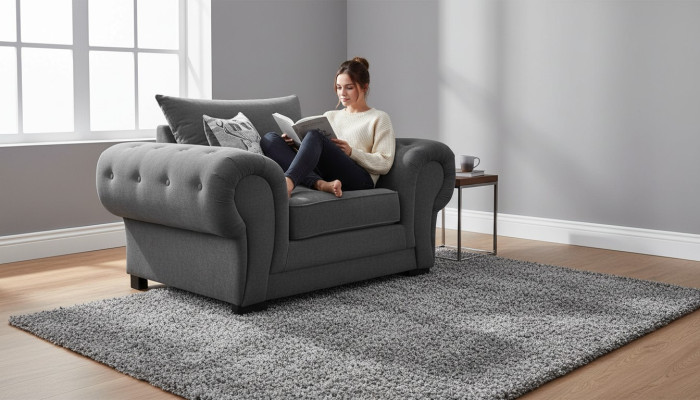 Stil Modernes Design Farbe Grau Wohnzimmer 1 Sitz Sessel Stoff Polyester Neu