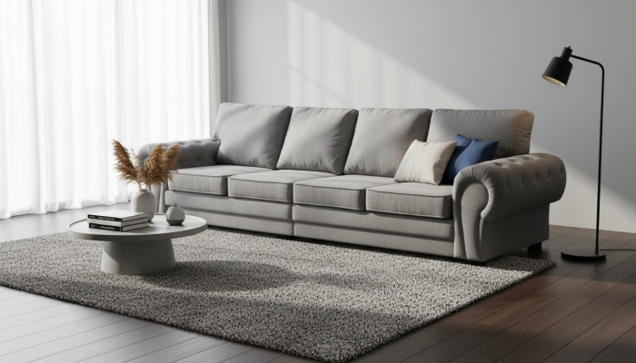 Viersitzer klassisches Sofa Möbelpolsterung in grau Bequemes Couch Stoff