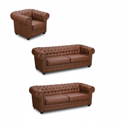 Sofagarnitur Chesterfield 3+2+1 Wohnzimmer Möbel Couch Garnitur Stoff Textil