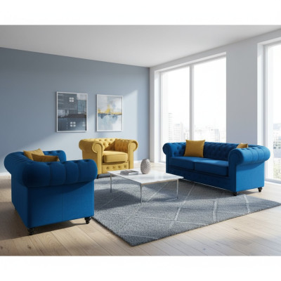Chesterfield Sofagarnitur Couch Möbel Wohnzimmer Einrichtung 3+2+1 Sitzer