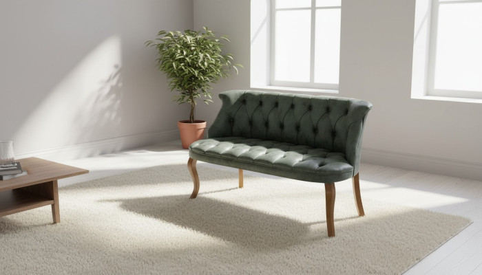 Zelený dvojitý Chesterfield gauč