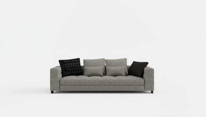 Graues Sofa Dreisitzer Wohnzimmer Sitzmöbel Holzgestell Sofakollektion