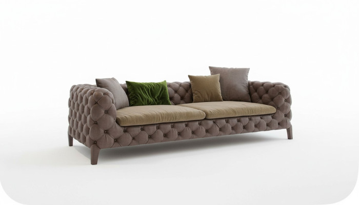 Chesterfield Viersitzer Taupe Moderne Couch Wohnzimmermöbel Modern Neu