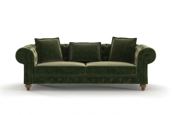 Grüner Chesterfield Textil Dreisitzer Luxus Couch Wohnzimmersofas Stil