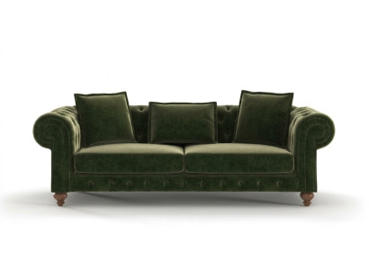 Grüner Chesterfield Textil Dreisitzer Luxus Couch Wohnzimmersofas Stil