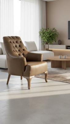 Brauner Chesterfield Einsitzer Wohnzimmermöbel Moderner Luxus Sessel