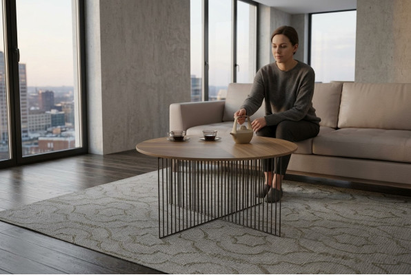 Moderner Wohnzimmer Couchtisch Braun Echtholz Möbel Luxus Ablagetischen