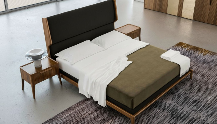 Braunes Schlafzimmer-Set Bett Nachttische 2tlg Moderner Stil Luxus Möbel
