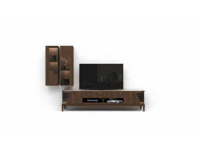 Wohnzimmermöbel Wohnwand Hängeregale Sideboard Braun Luxus Holzmöbel