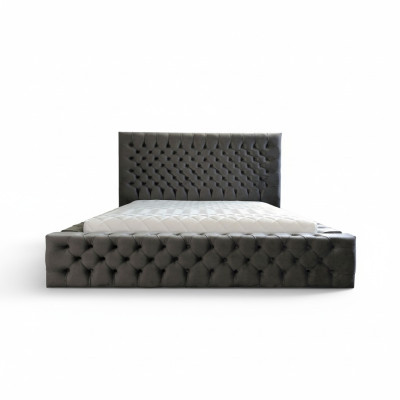 Chesterfield Grey Doppel Schlafzimmer Holzmöbel Design elegante Polsterung Stoff