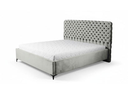 Graues Chesterfield-Bett Klassisches Schlafzimmermöbel-Design Eleganter Stoff
