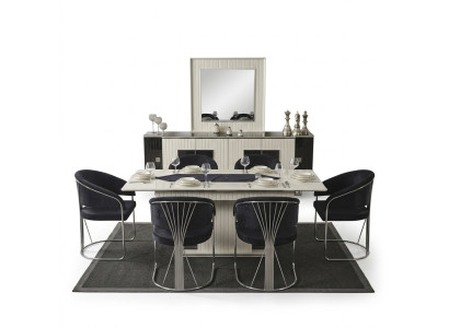 Esszimmer Esstisch Stuhl 6x Stühle Tisch Tische Metall Ess Gruppe Set 7tlg. Neu