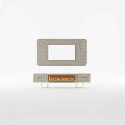 Luxus Wohnwand mit Kamin Fernseher Ständer tv Board Wand Wohnwände Sideboard