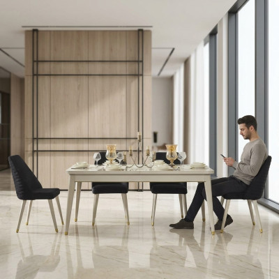 Esstisch Tisch Esszimmer Wohnzimmer Tische Holz Design Weiß Konferenztisch Neu