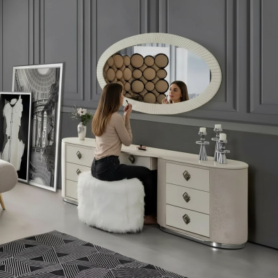 Schminktisch Set Konsole Spiegel Schlafzimmer Möbel Design Hocker Set Neu