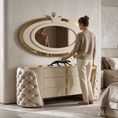 Schminktisch Spiegel Luxus Konsole Kommode Schlafzimmer Holz Modern Design