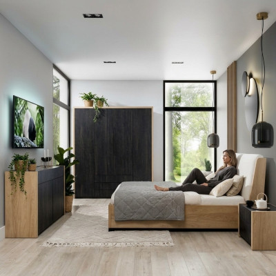 Kleiderschrank Schwarz Holz Schlafzimmer Design Modern Möbel Garderobenschrank