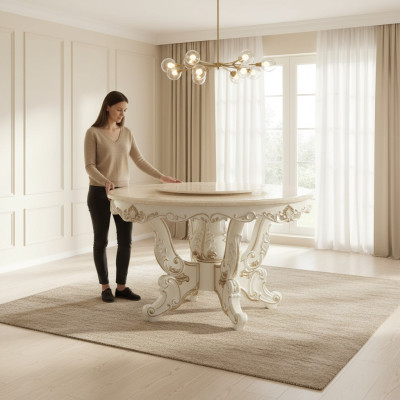 Esstisch Weiß Rund Klassische Esszimmer Luxus Holz Tische Elegantes Design