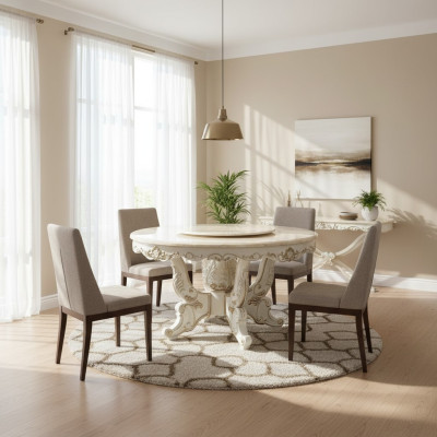 Esstisch Weiß Rund Klassische Esszimmer Luxus Holz Tische Elegantes Design