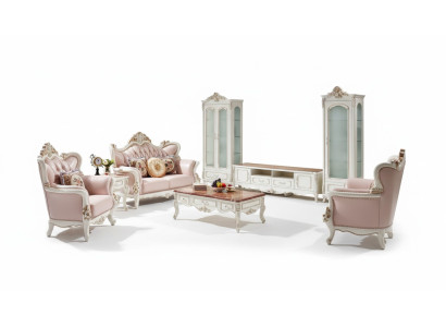 Vitrine Weiß Luxus Wohnzimmer Möbel Holz Glas Design Elegantes Klassische