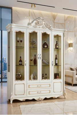 Antiker Stil Schrank Barock Glasschrank Schränke Möbel Holz Vitrine