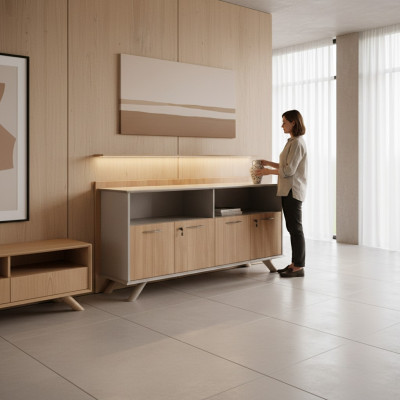 Modernes Braunes SIdeboard Designer Kommode Luxus Massivholz Kommode