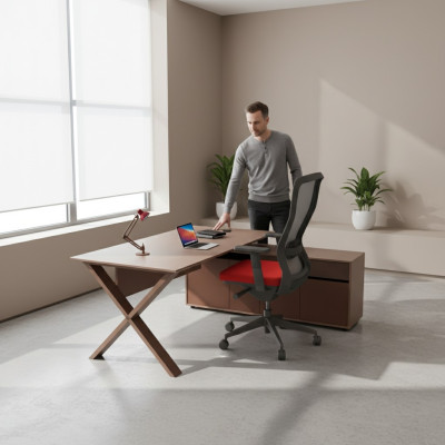 Schreibtisch Büromöbel Cheftisch Holzmöbel Designer Schreibarbeitsplatz