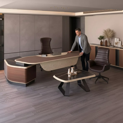 Moderner Arbeitszimmer Set Luxus Möbel Eckschreibtisch Sideboard Massivholz