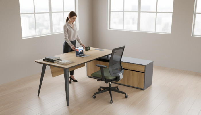 Eckschreibtisch Office Tisch Braun groß Chef Tische Schreibtisch Möbel