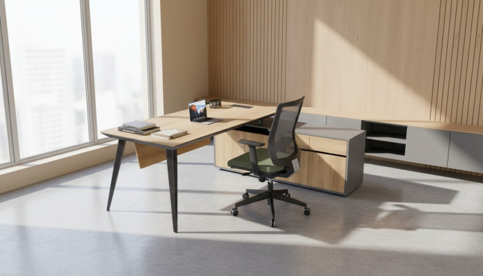 Eckschreibtisch Office Tisch Braun groß Chef Tische Schreibtisch Möbel
