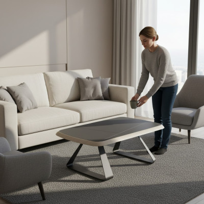 Arbeitszimmer Couchtisch Modernes Design Kaffetisch Braun Holzmöbel Neu