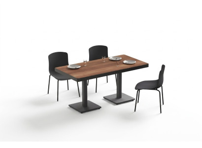 Moderner Esstisch Massivholz Möbel Esszimmermöbel Braun Edelstahlmöbel