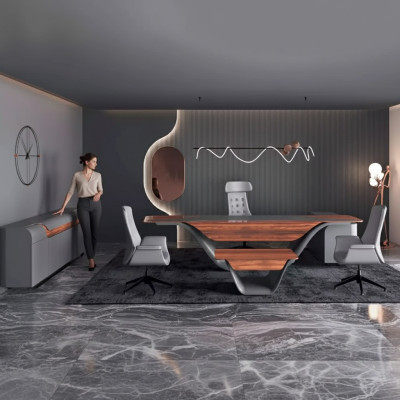 Ein luxuriöses Set für ein hochwertiges Büro im futuristischen Stil