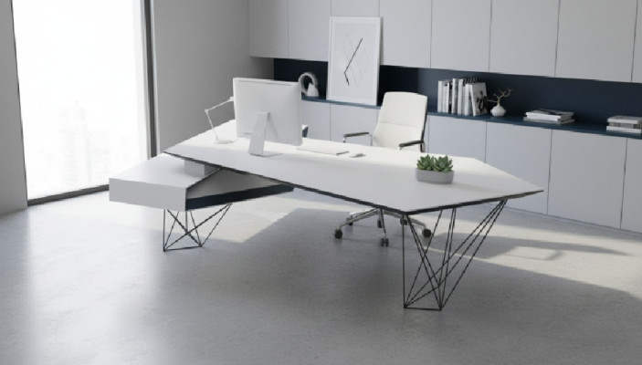 Eckschreibtisch Arbeits Schreib Büro Tisch Luxus Designer Möbel Weiß