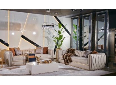 Polstergarnitur 3+3 Sofa Couchtisch Garnitur Couch Stoff Sofagarnitur 3tlg.